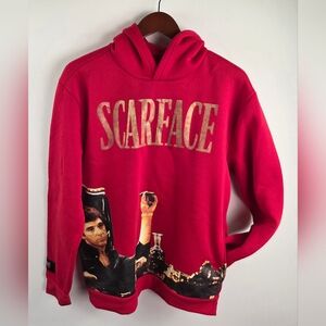 Scarface Tony Montana Hoodie Mens XL Red Pullover Graphic Print